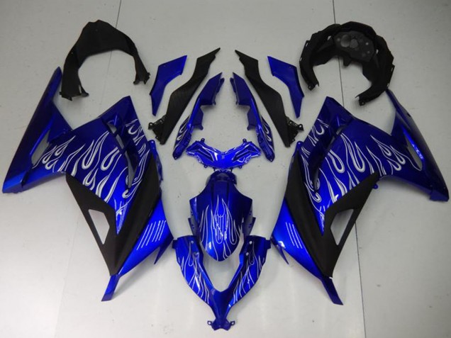 2013-2024 Kawasaki Ninja 300 EX300R Motorcycle Fairings - Blue Black White Flame Canada for Sale