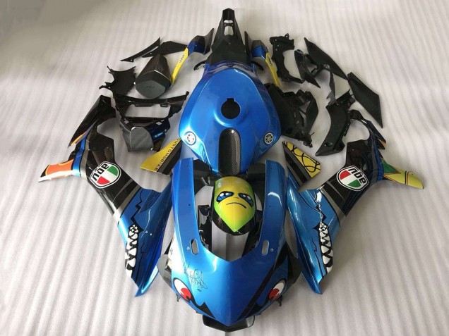 2015-2019 Yamaha YZF R1 Motorcycle Fairing - Blue Yellow Shark Canada for Sale