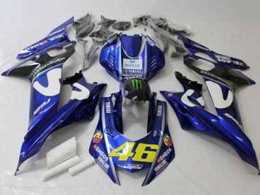 2017-2023 Yamaha YZF R6 Motorcycle Fairings - White Blue Green Monster MoviStar Canada for Sale