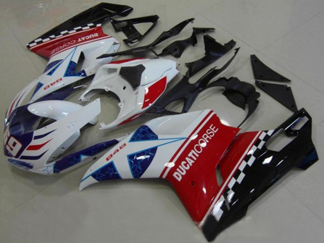 2007-2014 Ducati 1098 Motorcycle Fairings - White Red Black Blue Corse 69 Canada for Sale