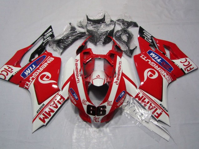 2011-2014 Ducati 1199 Motorcycle Fairings - White Red Fiamm Ficc Canada for Sale