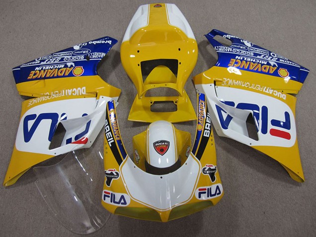 1993-2005 Ducati 748 Motorcycle Fairings - Yellow White Blue Fila Canada for Sale