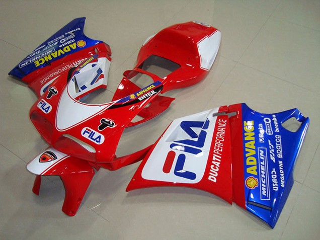 1993-2005 Ducati 748 Motorcycle Fairings - White Red Blue Fila Canada for Sale