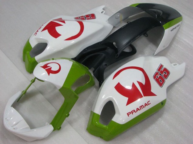 2008-2012 Ducati Monster 696 Motorcycle Fairings - White Green Red Pramac 65 Canada for Sale