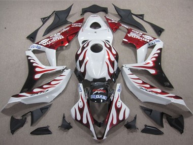 2004-2005 Honda CBR1000RR Motorcycle Fairings - White Red Glossy Black Flame SHARK Canada for Sale