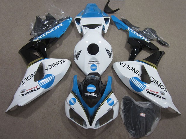 2006-2007 Honda CBR1000RR Motorcycle Fairings - White Light Blue Glossy Black Konica Minolta Canada for Sale