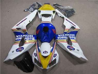 2006-2007 Honda CBR1000RR Motorcycle Fairings - White Blue Yellow Gold Rothmans Canada for Sale