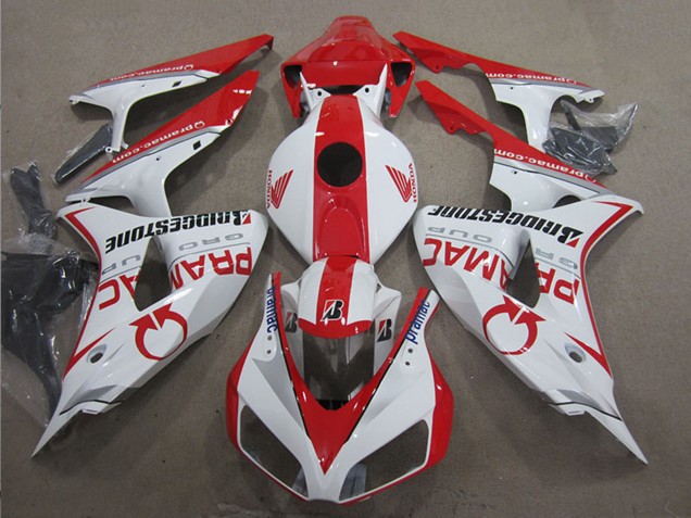 2006-2007 Honda CBR1000RR Motorcycle Fairings - White Red Pramac Bridgestone Canada for Sale