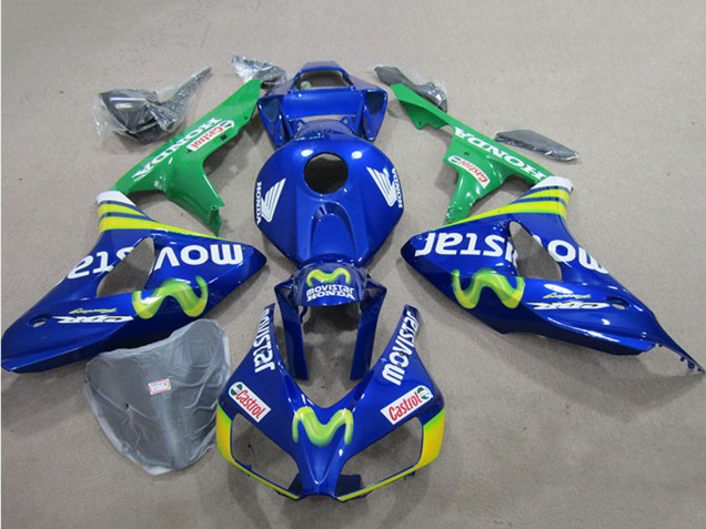 2006-2007 Honda CBR1000RR Motorcycle Fairings - Blue Green Yellow MoviStar Castrol Canada for Sale