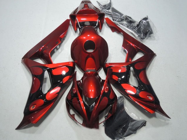 2006-2007 Honda CBR1000RR Motorcycle Fairings - Red Glossy Black Flame Canada for Sale