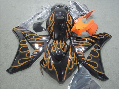 2008-2011 Honda CBR1000RR Motorcycle Fairings - Glossy Black Orange Flame Canada for Sale