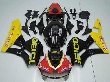 2012-2016 Honda CBR1000RR Motorcycle Fairings - Red Yellow Glossy Black HRC One Heart GEICO Canada for Sale
