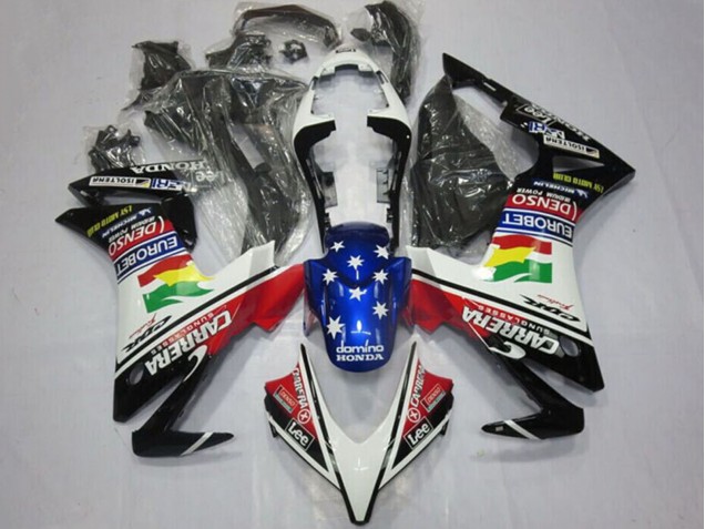 2013-2015 Honda CBR500R Motorcycle Fairings - White Red Blue Glossy Black Star Carrera Lee DENSO EuroBet Canada for Sale