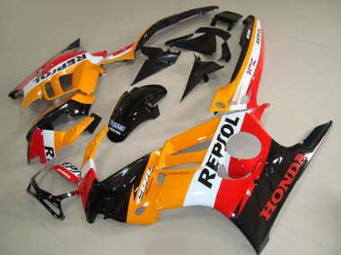 1995-1996 Honda CBR600 F3 Motorcycle Fairings - Orange White Glossy Black Repsol Canada for Sale