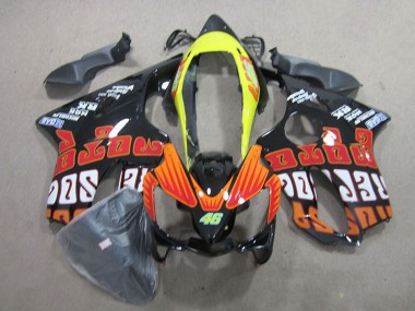 2004-2007 Honda CBR600 F4i Motorcycle Fairings - Yellow Orange Glossy Black Rossi 46 Canada for Sale