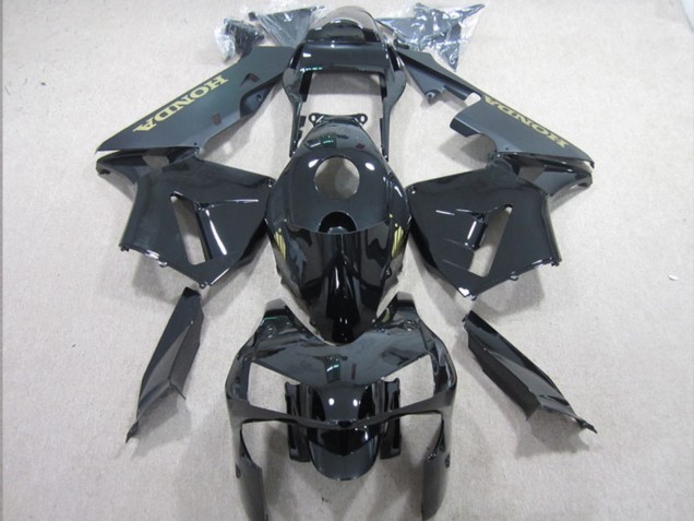 2003-2004 Honda CBR600RR Motorcycle Fairings - Glossy Black Matte Black Gold Decal Canada for Sale