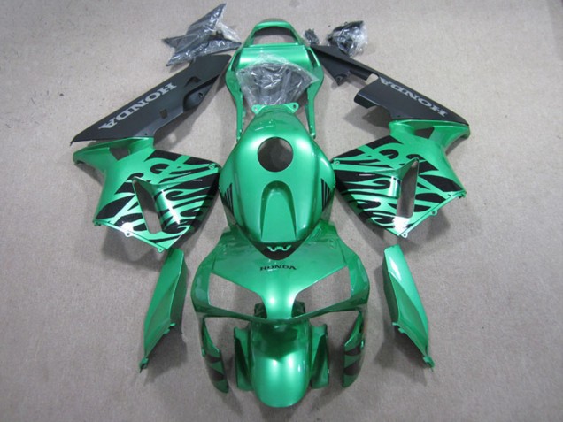 2003-2004 Honda CBR600RR Motorcycle Fairings - Green Black Flame Canada for Sale