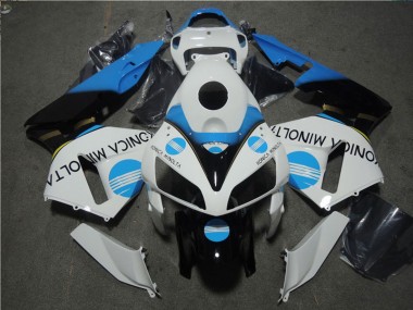 2005-2006 Honda CBR600RR Motorcycle Fairing - White Blue Glossy Black Konica Minolta Canada for Sale