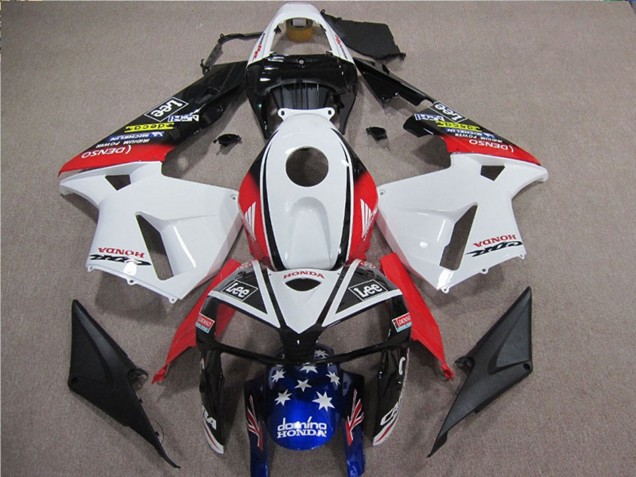 2005-2006 Honda CBR600RR Motorcycle Fairings - White Red Blue Black Star Lee Canada for Sale