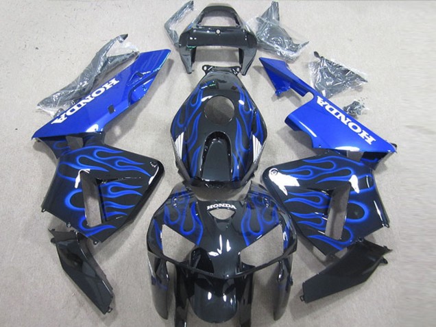 2005-2006 Honda CBR600RR Motorcycle Fairing Kits - Glossy Black Blue Flame Canada for Sale