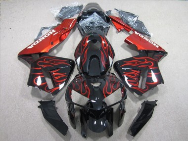 2005-2006 Honda CBR600RR Bike Fairings - Glossy Black Red Flame Canada for Sale