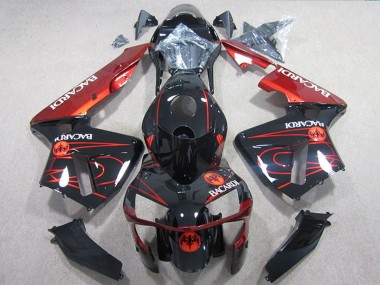 2005-2006 Honda CBR600RR Motorcycle Fairings - Glossy Black Red BACARDI Canada for Sale