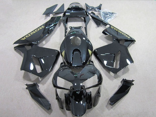 2005-2006 Honda CBR600RR Motorcycle Fairings - Glossy Black Gold Decal Canada for Sale