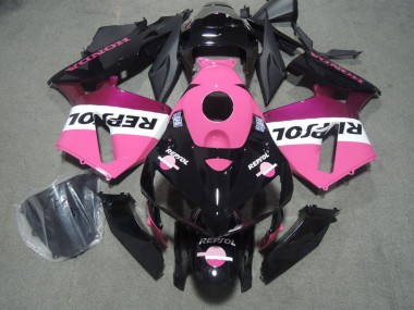 2005-2006 Honda CBR600RR Motorcycle Fairings - Glossy Black Pink Repsol Canada for Sale