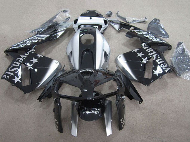 2005-2006 Honda CBR600RR Motorcycle Fairings - Glossy Black Silver SevenStars Canada for Sale