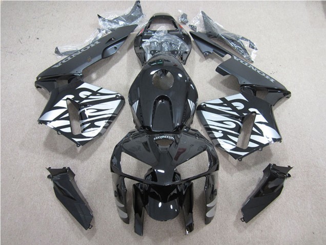 2005-2006 Honda CBR600RR Motorcycle Fairing - Glossy Black Silver Flame Canada for Sale