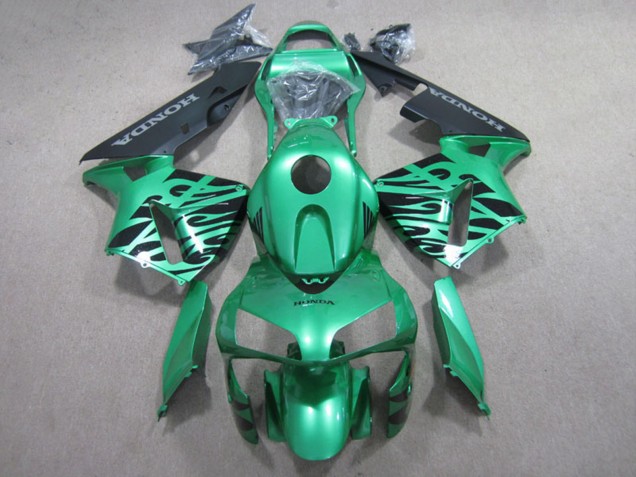2007-2008 Honda CBR600RR Motorcycle Fairings - Green Glossy Black Flame Canada for Sale