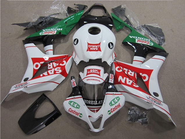 2007-2008 Honda CBR600RR Motorcycle Fairing - White Red Green San Carlo Canada for Sale