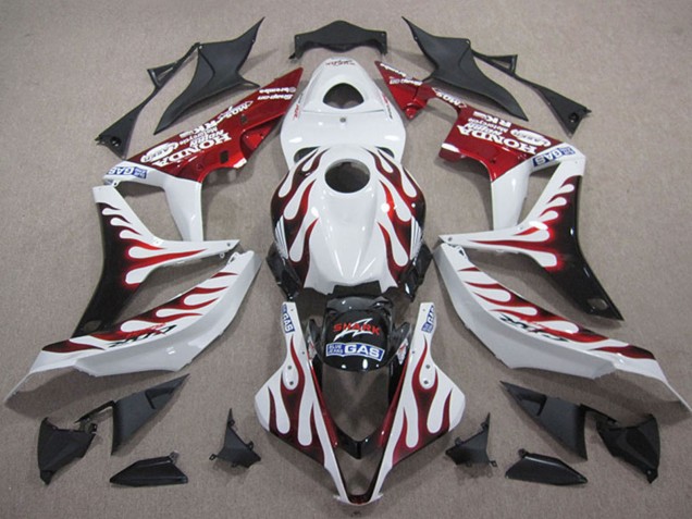 2007-2008 Honda CBR600RR Motorcycle Fairings - White Red Glossy Black Flame Canada for Sale