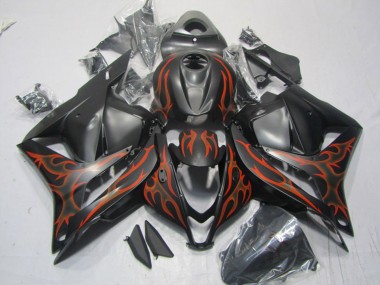 2009-2012 Honda CBR600RR Motorcycle Fairings - Matte Black Orange Flame Canada for Sale