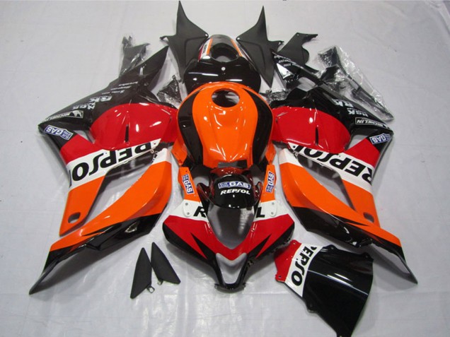 2009-2012 Honda CBR600RR Motorcycle Plastics - Orange White Red Glossy Black Repsol Canada for Sale