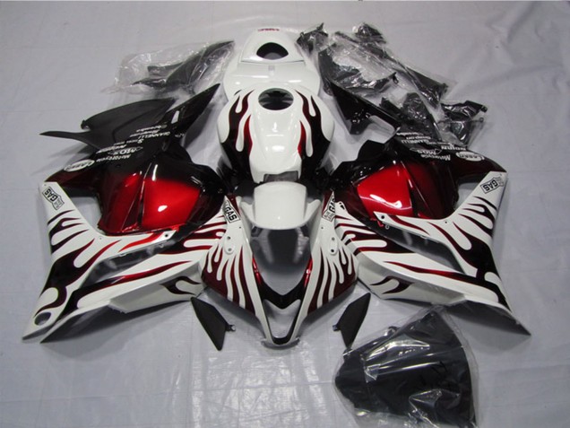 2009-2012 Honda CBR600RR Motorcycle Fairings - White Red Glossy Black Flame Canada for Sale