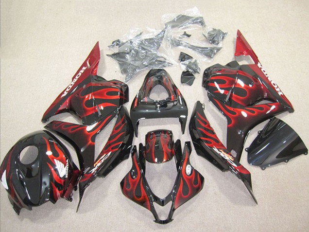 2009-2012 Honda CBR600RR Motorcycle Fairing - Glossy Black Red Flame Canada for Sale