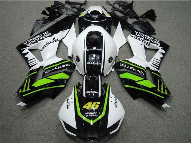 2013-2023 Honda CBR600RR Motorcycle Fairings - White Green Glossy Black Semakin Didepan Monster Canada for Sale