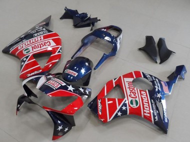 2002-2003 Honda CBR900RR 954 Motorcycle Fairings - Blue Red Cycle World Castrol Canada for Sale