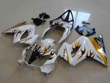 2002-2013 Honda VFR 800 Motorcycle Fairing - White Gold Flame Canada for Sale