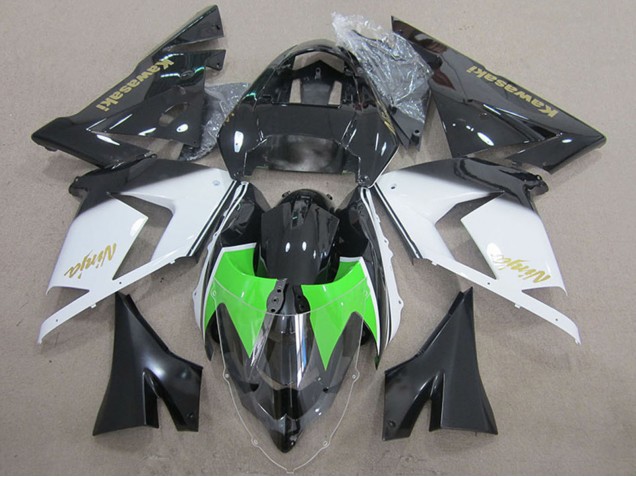 2004-2005 Kawasaki ZX10R Motorcycle Fairings - Black White Gold Ninja Canada for Sale