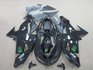 2006-2007 Kawasaki ZX10R Motorcycle Fairings - Glossy Black Green Monster Canada for Sale