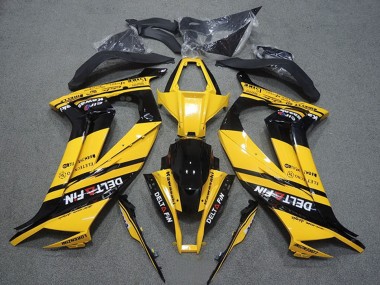 2011-2015 Kawasaki ZX10R Motorcycle Fairings - Yellow Glossy Black Delt Fin Canada for Sale
