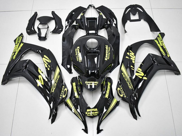 2016-2020 Kawasaki ZX10R Motorcycle Fairings - Glossy Black Yellow Motul Racing Team Motocard Canada for Sale
