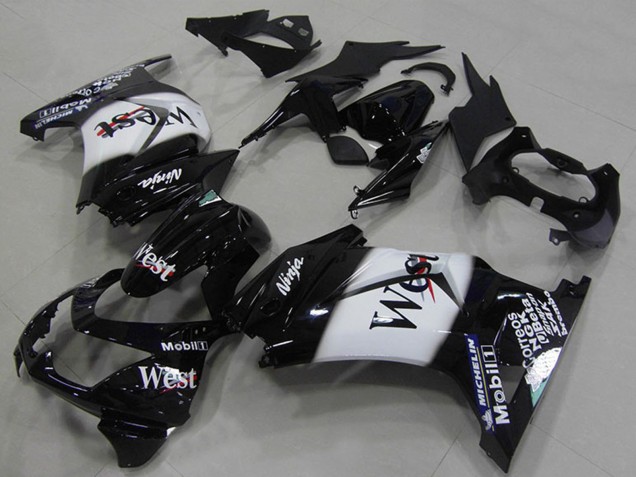 2008-2012 Kawasaki ZX250R Motorcycle Fairings - Glossy Black White West Canada for Sale