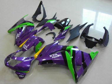 2008-2012 Kawasaki ZX250R Motorcycle Fairings - Purple Green Yellow Black EVA Racing Canada for Sale