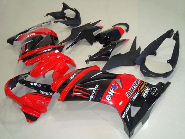 2008-2012 Kawasaki ZX250R Motorcycle Fairings - Red Glossy Black Elf Touch4 Monster Canada for Sale