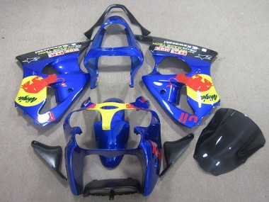 2000-2002 Kawasaki ZX6R Motorcycle Fairings - Blue Yellow Red Bull Canada for Sale