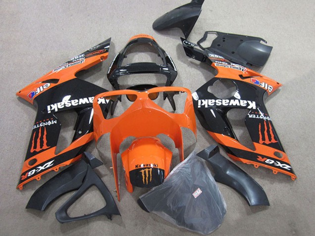 2003-2004 Kawasaki ZX6R Motorcycle Fairings - Orange Black Monster Canada for Sale
