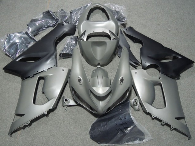 2005-2006 Kawasaki ZX6R Motorcycle Fairings - Grey Matte Black Canada for Sale
